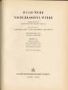 Wolf, Nachgelassene Werke. Vorgelegt von Robert Haas und Helmut Schultz.